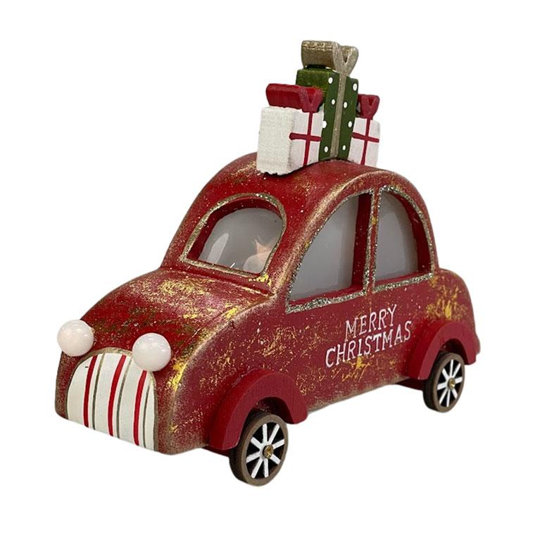 ウッドライトカー レッド クリスマス ポリレジン おしゃれ かわいい 車 
