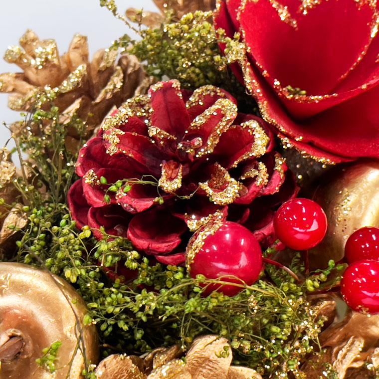 クリスマスリース レッド＆ゴールド 光輝クリスマスリースLサイズ ナチュラルリース レッド＆ゴールド