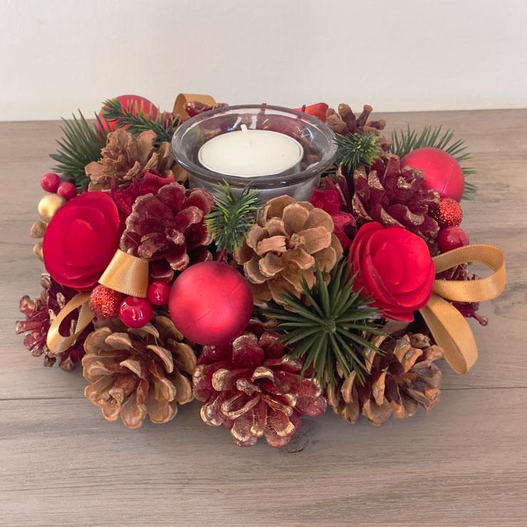 ナチュラルキャンドルホルダー レッド インテリア 装飾 記念日 玄関