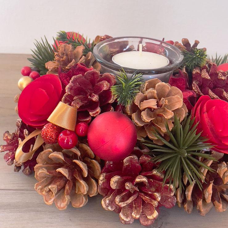 ナチュラルキャンドルホルダー レッド インテリア 装飾 記念日 玄関