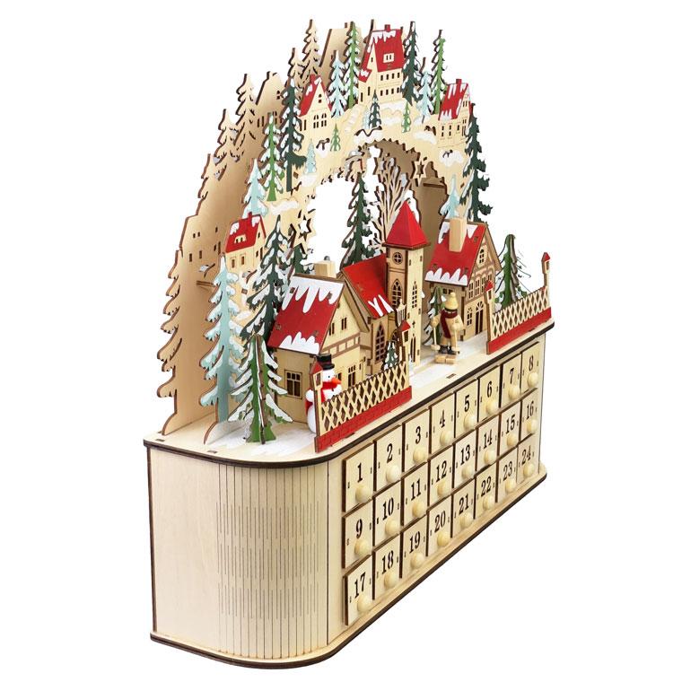 LEDウッドアドベントカレンダー 観覧車 北欧 遊園地 高級 雑貨 置物