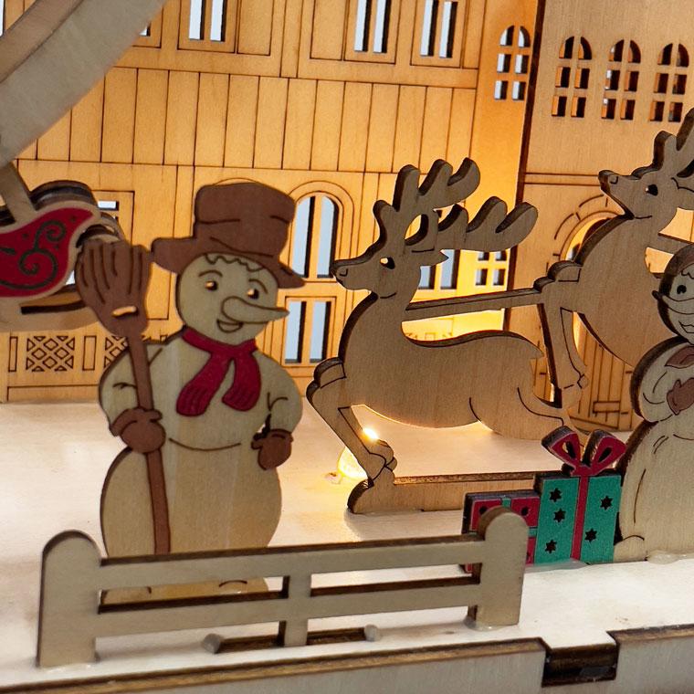 LEDウッドアドベントカレンダー 観覧車 北欧 遊園地 高級 雑貨 置物