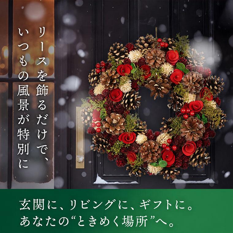 クリスマスリース レッド LLサイズ ナチュラルリース ナチュラル 玄関