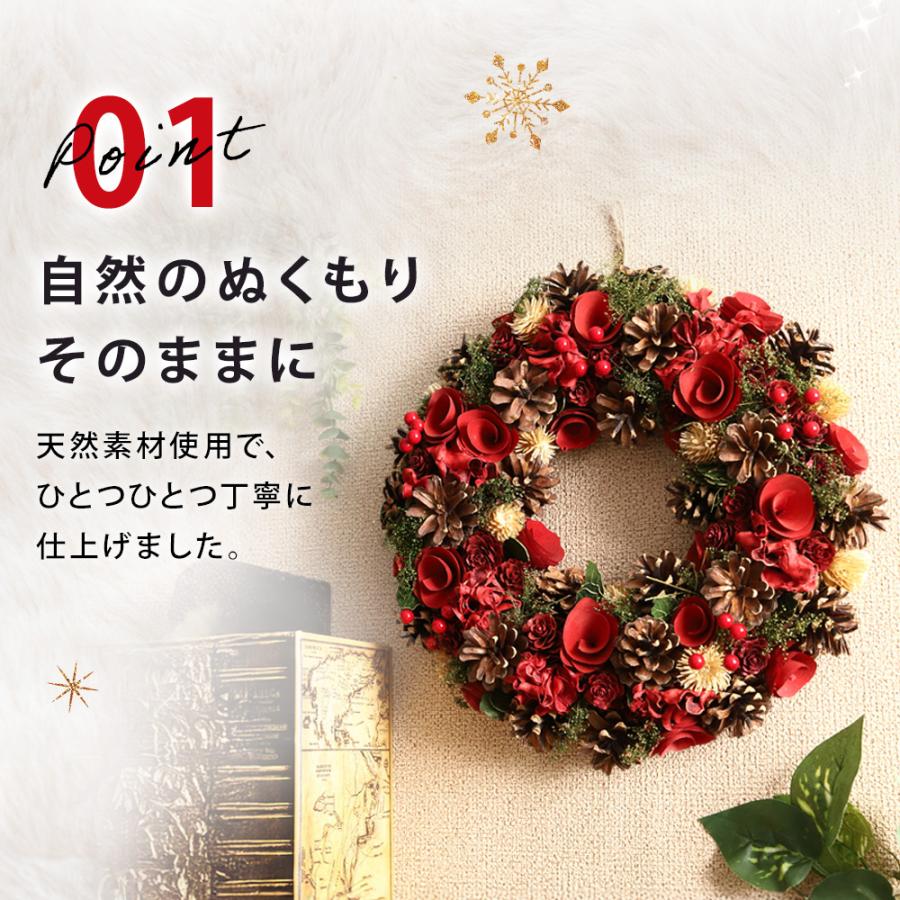 クリスマスリース レッド LLサイズ ナチュラルリース ナチュラル 玄関