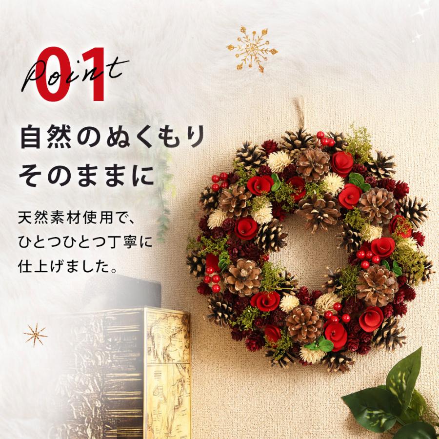 クリスマスリース レッド LLサイズ ナチュラルリース ナチュラル 玄関