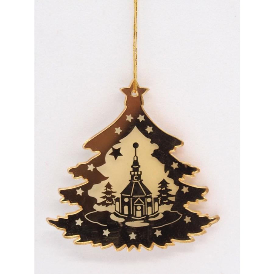 アクリルクリスマスツリーオーナメント 教会ゴールド D4