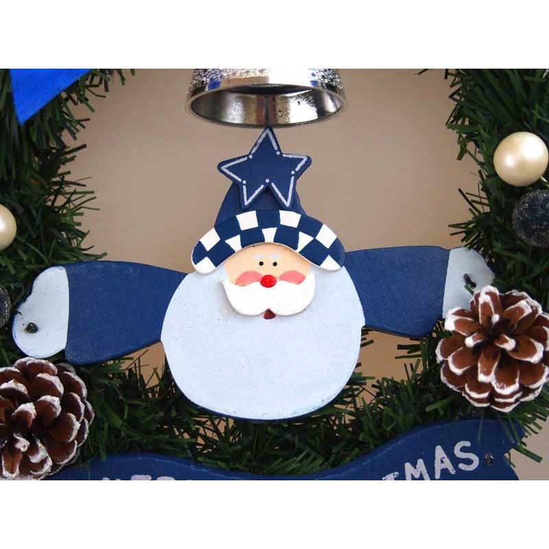 クリスマスリース 20cm ブルー 玄関 おしゃれ 北欧 手作り