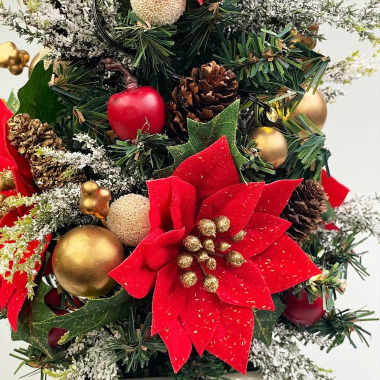 ミニクリスマスツリー 33cm レッド LED ミニツリー 卓上ツリー