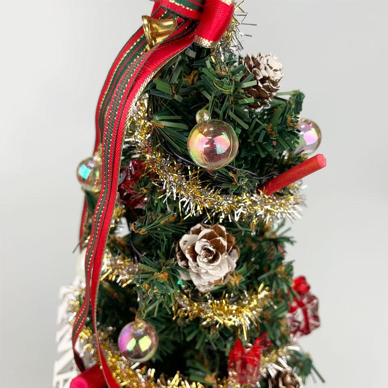 LEDミニクリスマスツリー33cmレッド&ゴールド クリスマスツリー