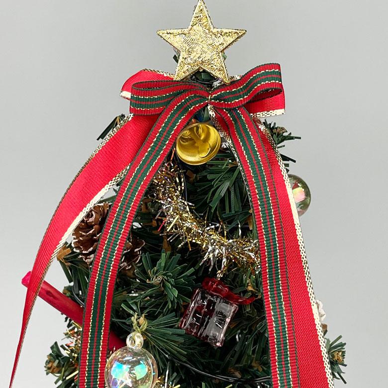 LEDミニクリスマスツリー33cmレッド&ゴールド クリスマスツリー