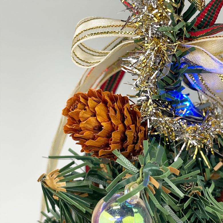 LEDミニクリスマスツリー33cmレッド&ゴールド クリスマスツリー