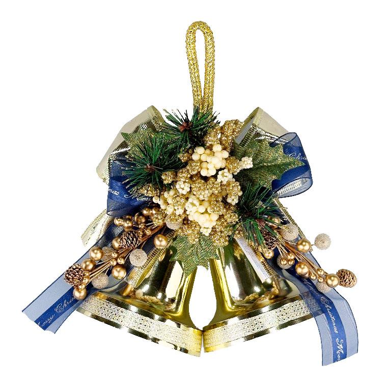 クリスマスベル 22cm ブルー ベルハンガー オーナメント 玄関 北欧