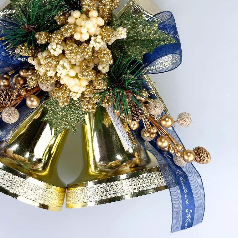 クリスマスベル 22cm ブルー ベルハンガー オーナメント 玄関 北欧