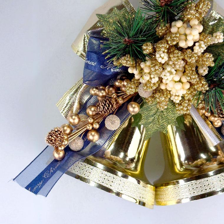 クリスマスベル 22cm ブルー ベルハンガー オーナメント 玄関 北欧