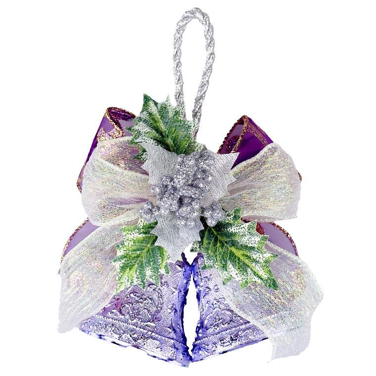 クリスマスベル 16cm パープル ベルハンガー オーナメント 玄関 北欧