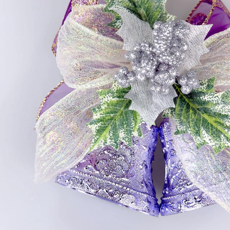 クリスマスベル 16cm パープル ベルハンガー オーナメント 玄関 北欧