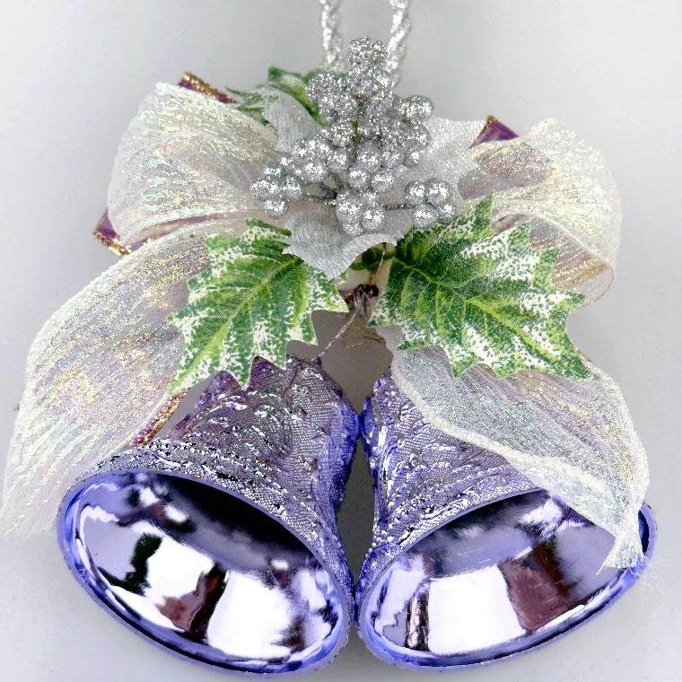 クリスマスベル 16cm パープル ベルハンガー オーナメント 玄関 北欧