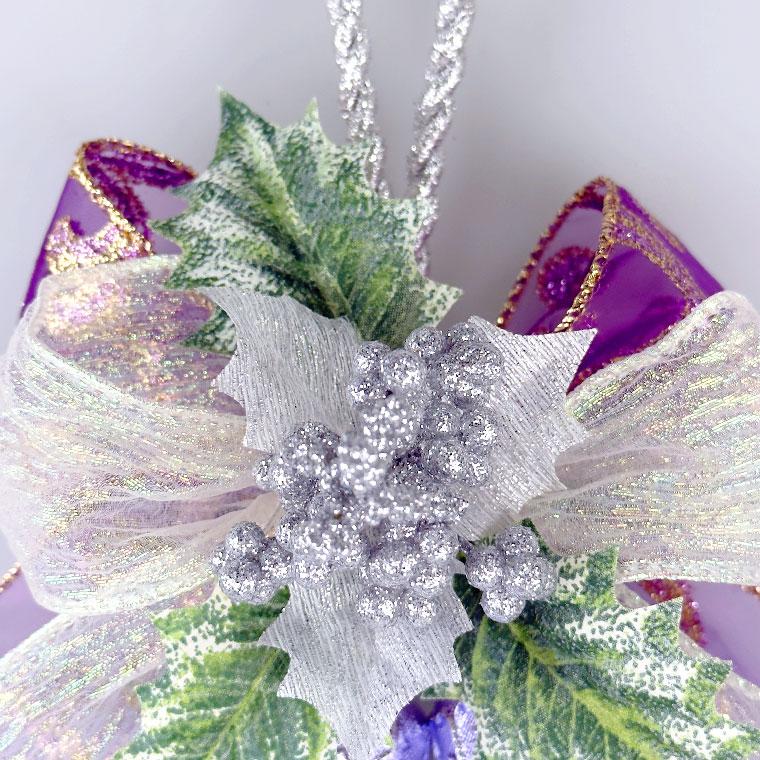 クリスマスベル 16cm パープル ベルハンガー オーナメント 玄関 北欧