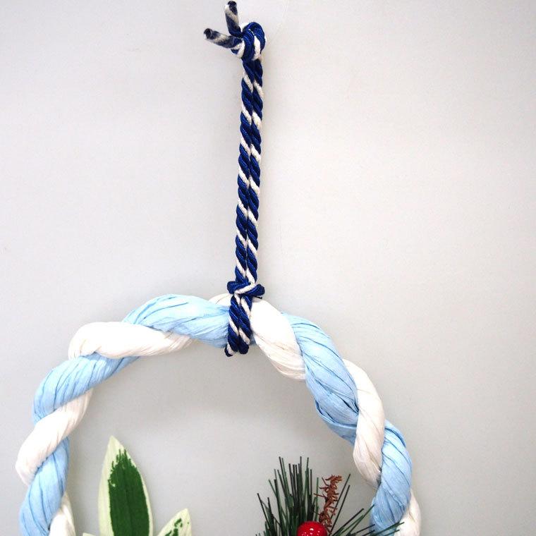 お正月しめ縄リース ピンクホワイト ブルーホワイト 玄関 おしゃれ