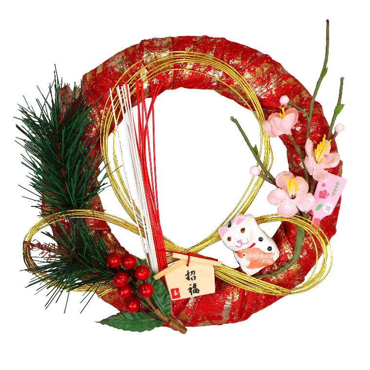 お正月飾り 玄関 扉 門松 角松 招き猫 2026 新年 装飾 デコレーション