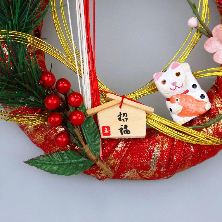 お正月飾り 玄関 扉 門松 角松 招き猫 2026 新年 装飾 デコレーション