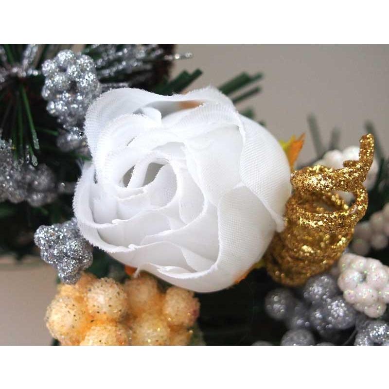 クリスマスリース 20cm ホワイトゴールド 玄関 おしゃれ 北欧 手作り