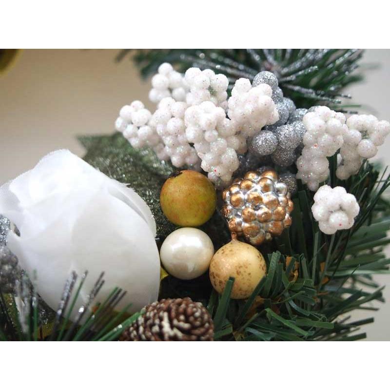 クリスマスリース 20cm ホワイトゴールド 玄関 おしゃれ 北欧 手作り