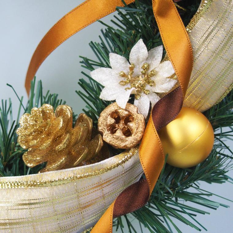クリスマスリース 40cm ゴールド 玄関 おしゃれ 北欧 手作り