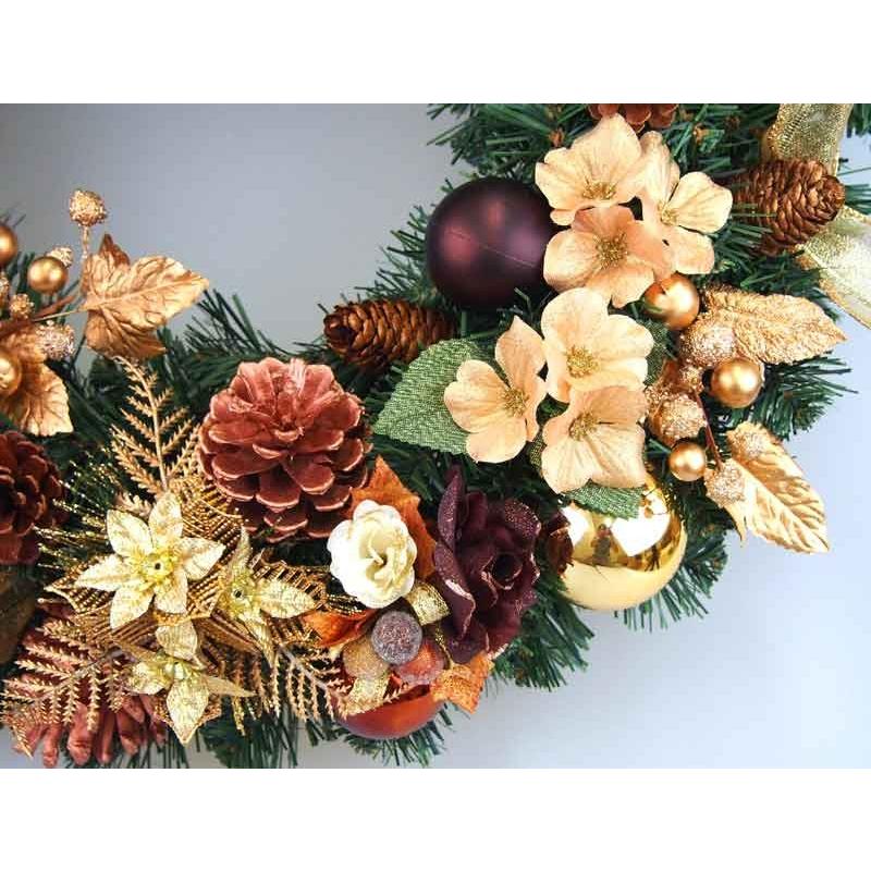 デラックスクリスマスリース 50cm ゴールド 特大 玄関 おしゃれ 北欧 手作り Rtw 11 クリスマス専門店 Kobe Craft 通販 Yahoo ショッピング
