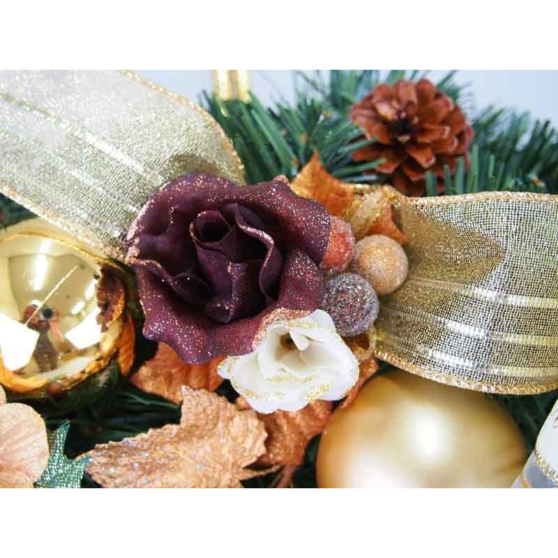 デラックスクリスマスリース 50cm ゴールド 特大 玄関 おしゃれ 北欧