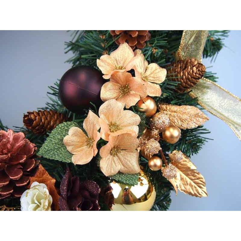 デラックスクリスマスリース 50cm ゴールド 特大 玄関 おしゃれ 北欧