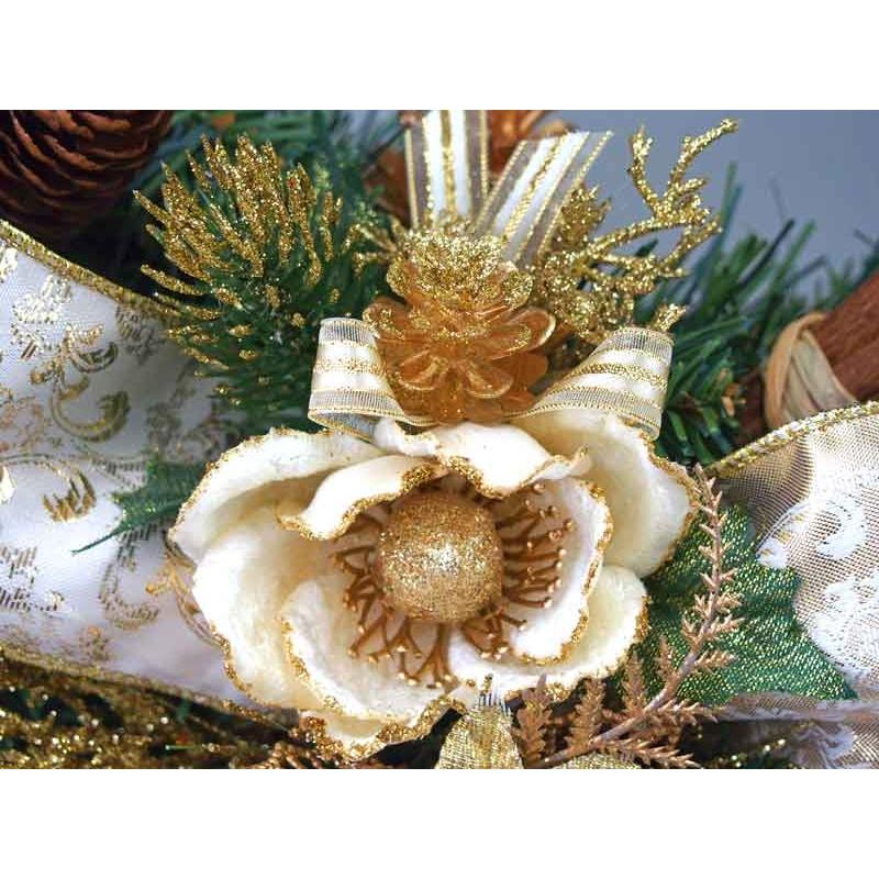 デラックスクリスマスリース 60cm ゴールド 特大 玄関 おしゃれ 北欧