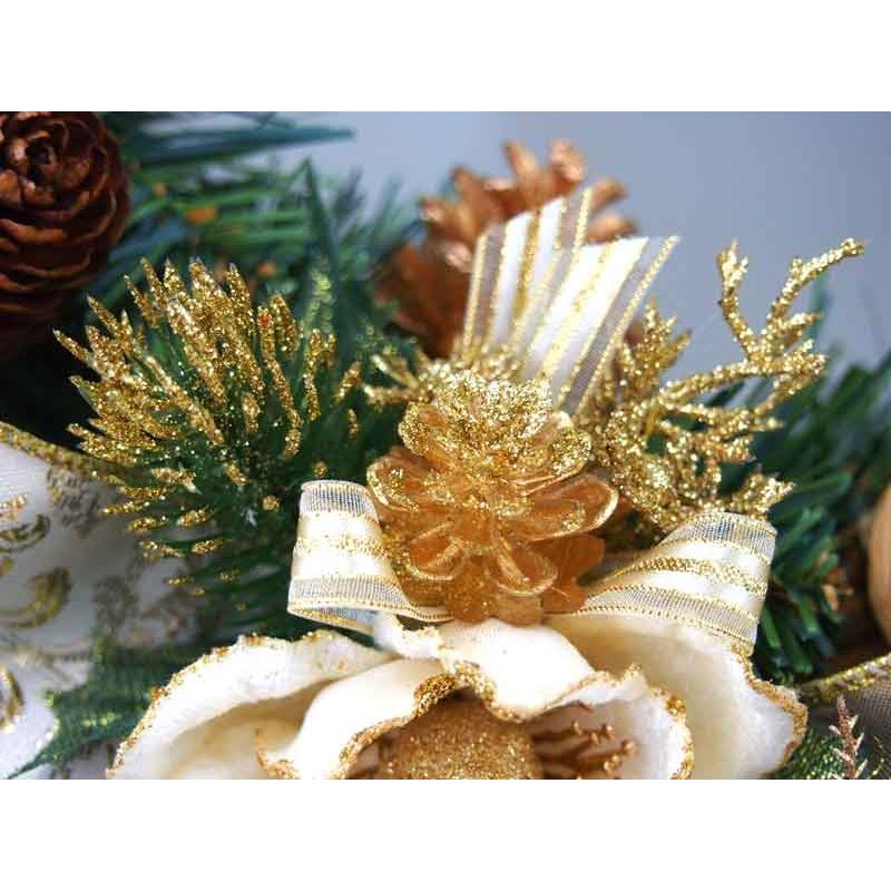デラックスクリスマスリース 60cm ゴールド 特大 玄関 おしゃれ 北欧
