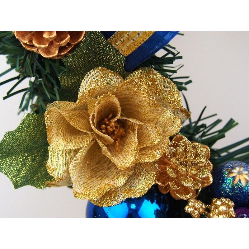 ゴールド系クリスマスリース 約30cm 楽天市場】クリスマス リース ゴールド LEDライト付き 電池式 30cm