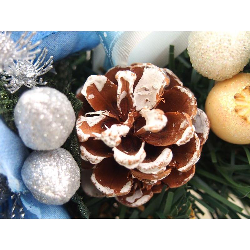 クリスマスリース 30cm ライトブルー 玄関 おしゃれ 北欧 手作り