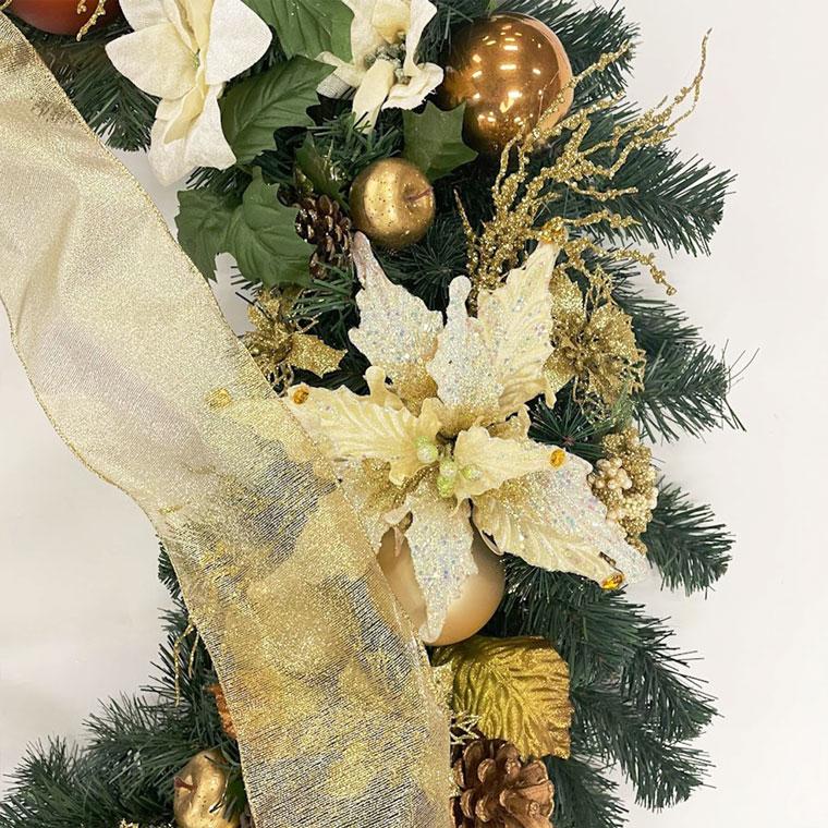 クリスマスリース 110cm ゴールド 特大 玄関 おしゃれ 北欧 手作り