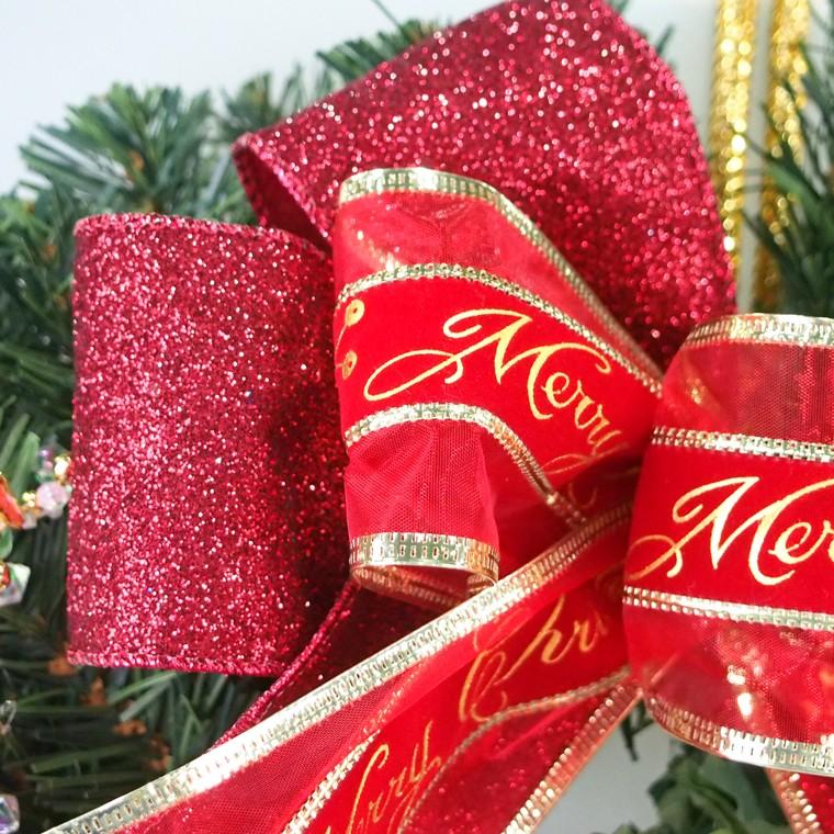 デラックスクリスマスリース 50cm パールレッド 特大 玄関 おしゃれ