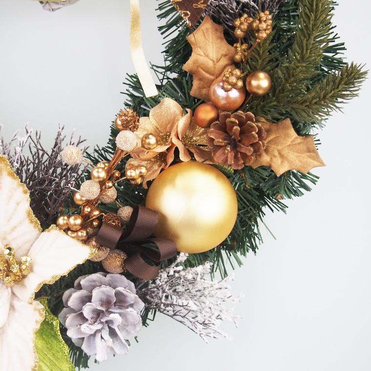 クリスマスリース40cmゴールド 玄関 部屋 北欧 ナチュラル 手作り 上品