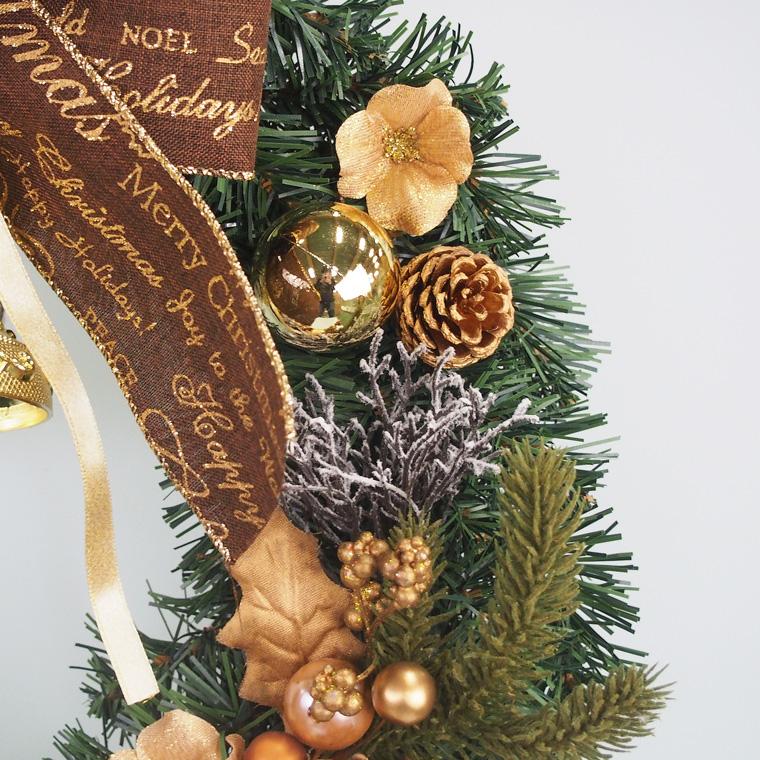クリスマスリース40cmゴールド 玄関 部屋 北欧 ナチュラル 手作り 上品