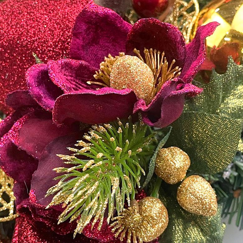 クリスマスリース50cmワインレッド 玄関 部屋 北欧 大きい 大きめ 特大