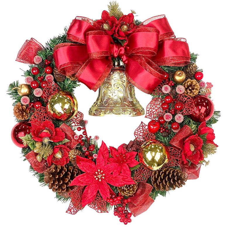 クリスマスリース50cmシャイニーレッド 玄関 部屋 北欧 大きい クリスマスリース50cmシャイニーレッド 玄関 部屋 北欧 大きい