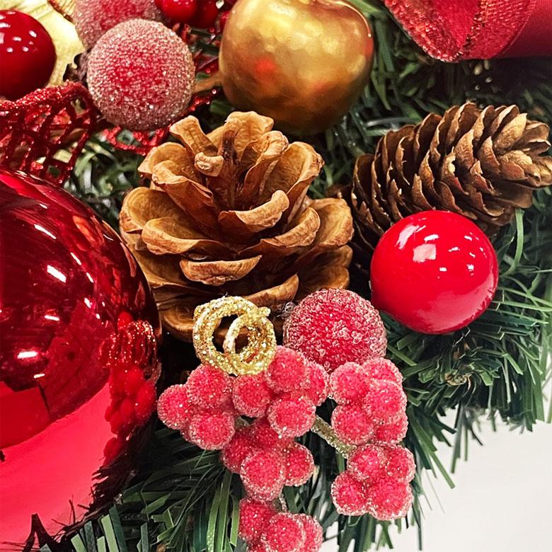 クリスマスリース50cmシャイニーレッド 玄関 部屋 北欧 大きい クリスマスリース50cmシャイニーレッド 玄関 部屋 北欧 大きい