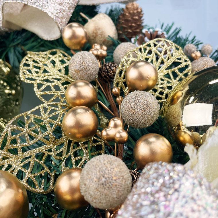 クリスマスリース50cmゴールド 玄関 部屋 北欧 大きい 大きめ 特大