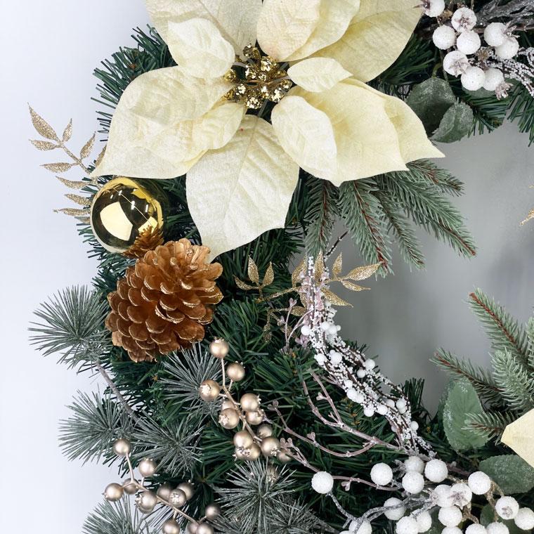クリスマスリース 60cm ゴールド 特大 玄関 おしゃれ 北欧