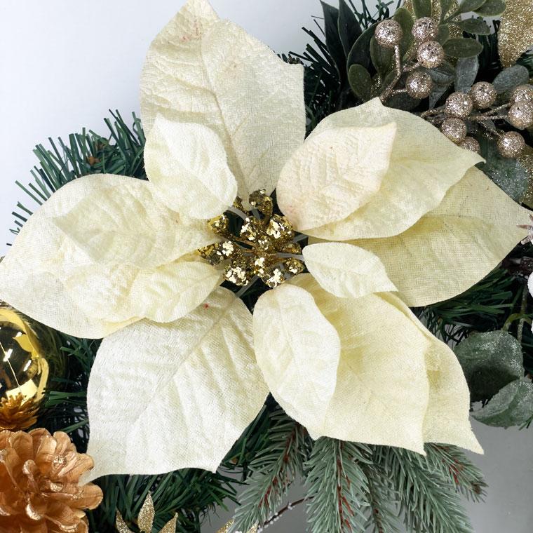 クリスマスリース 60cm ゴールド 特大 玄関 おしゃれ 北欧 手作り