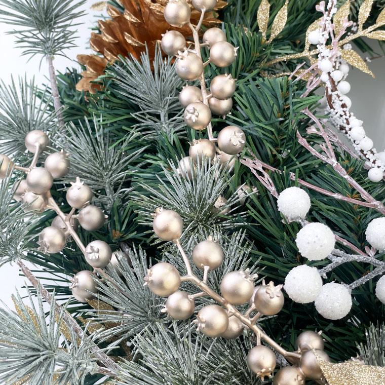 クリスマスリース 60cm ゴールド 特大 玄関 おしゃれ 北欧