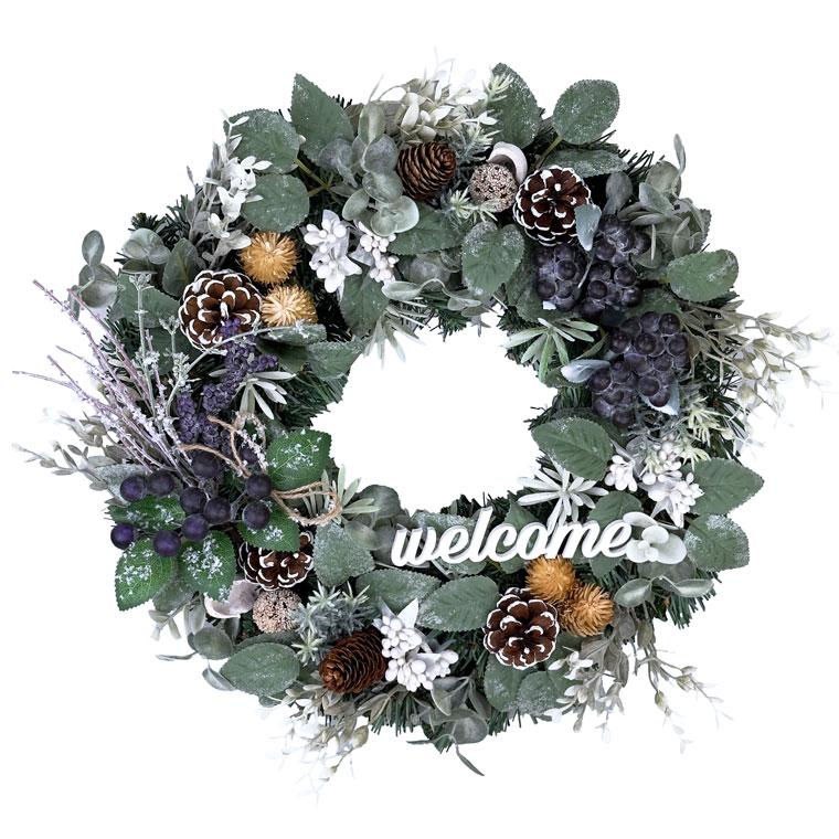 オールシーズンリース 40cm 玄関 壁掛け 装飾 フレッシュ ナチュラル