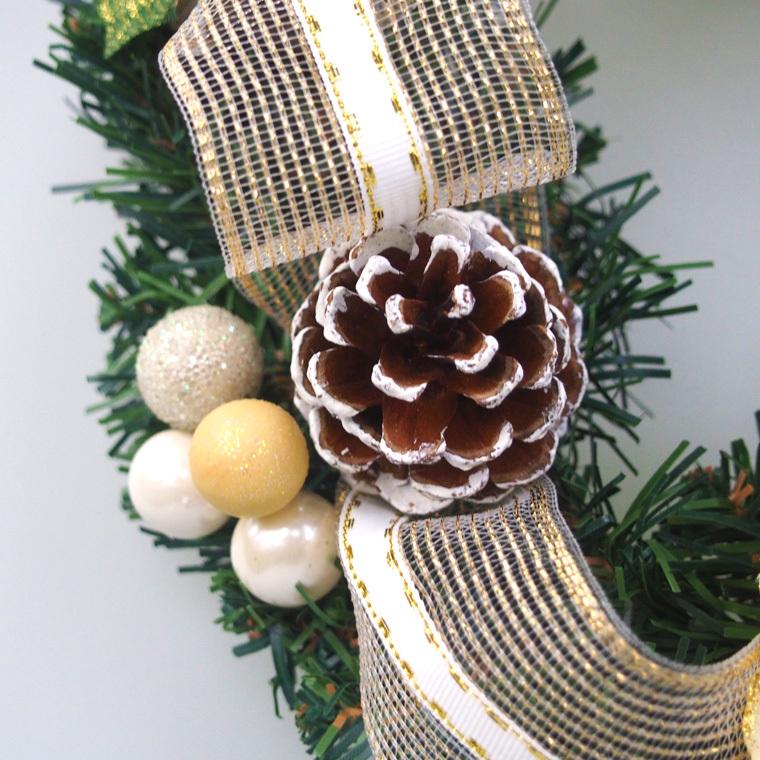 クリスマスリース 25cm ホワイト 玄関 おしゃれ 北欧 手作り