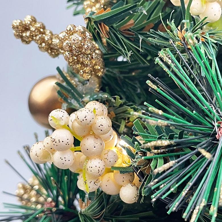 ミニクリスマスツリー 35cm ゴールドローズ LED ミニツリー 卓上ツリー