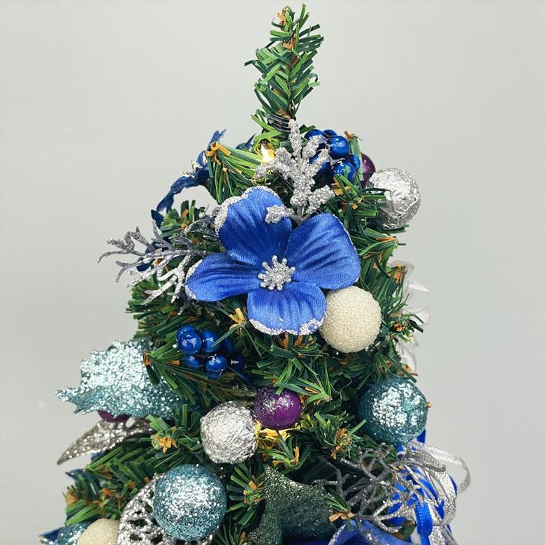 ミニクリスマスツリー 35cm ブルーローズ LED ミニツリー 卓上 ミニクリスマスツリー 35cm ブルーローズ LED ミニツリー 卓上